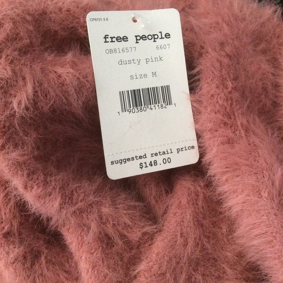 FREE PEOPLE Faux Fur Cardigan NWT SZ M Dusty Pink - Picture 4 of 6